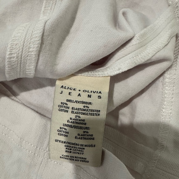 ALICE + OLIVIA Mimi Puff-Sleeve Denim Minidress white square sweetheart neck - Picture 12 of 13